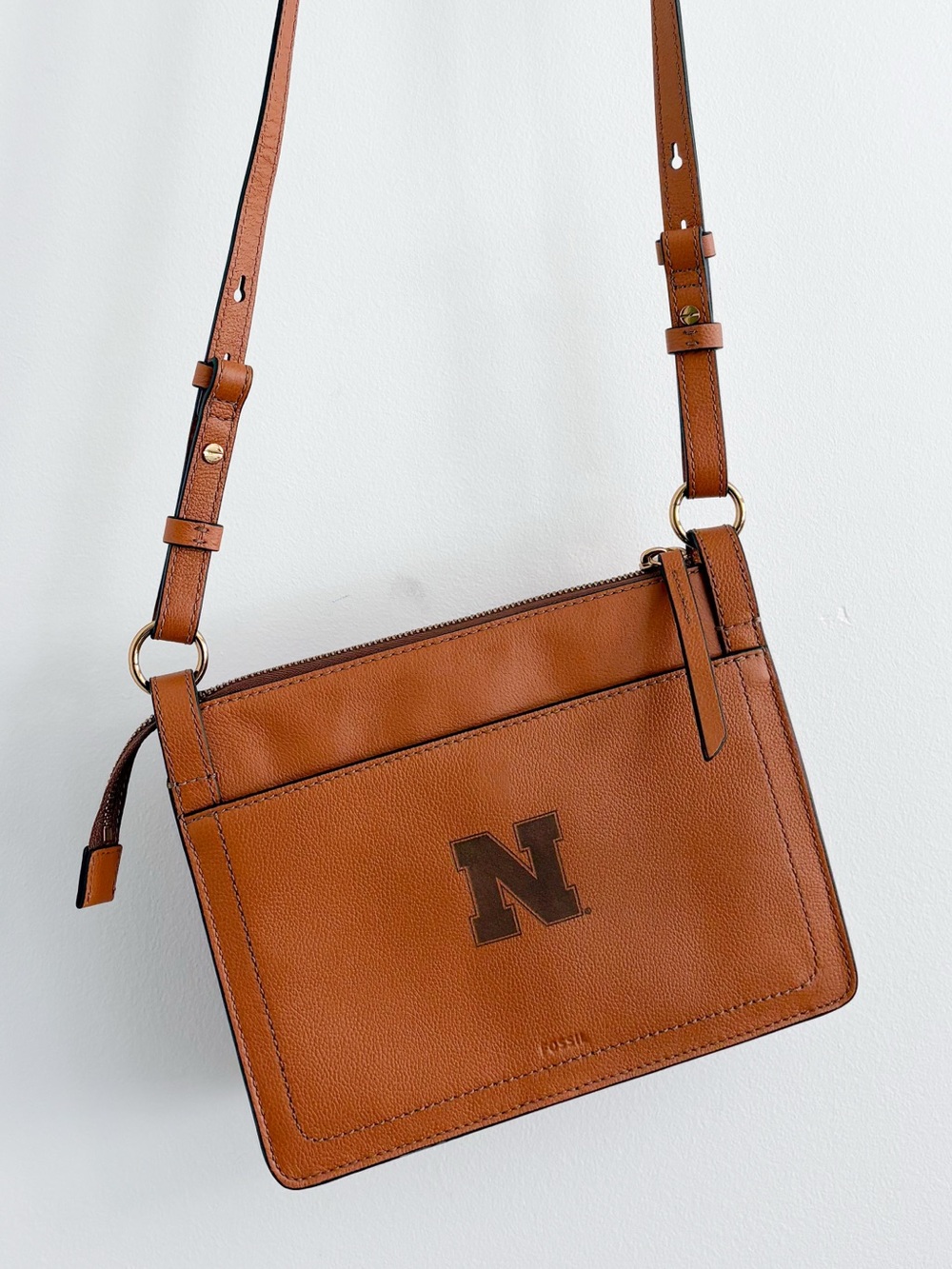 Fossil Taryn Nebraska Huskers Crossbody Leather Bag